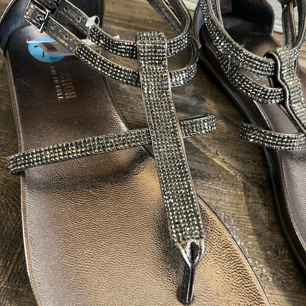 Kenneth Cole Sandals Sparkle Strappy Detail Zip Up Back NWT Women’s Size 7.5 - Picture 5 of 7